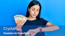  Presentation with bunch - Amazing slide deck having beautiful-young-woman-holding-bunch backdrop and a ocean colored foreground