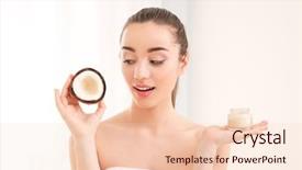  Presentation with coconut fruit - Audience pleasing slides consisting of beautiful young woman holding coconut backdrop and a lemonade colored foreground