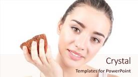  Presentation with virgin coconut oil - Amazing PPT layouts having beautiful young woman holding coconut backdrop and a  colored foreground