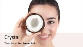  Presentation with coconut - Cool new theme with beautiful young woman holding coconut backdrop and a lemonade colored foreground