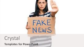  Presentation with fake news - Amazing theme having beautiful-young-woman-holding-fake backdrop and a white colored foreground