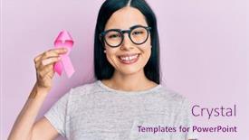  Presentation with pink ribbon hands - Slide set consisting of beautiful-young-woman-holding-pink background and a lemonade colored foreground