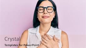  Presentation with pink ribbon hands - Presentation enhanced with beautiful-young-woman-holding-pink background and a lemonade colored foreground