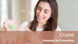  Presentation with surgical hand wash - Slides with beautiful young woman holding spicy background and a coral colored foreground