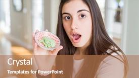  Presentation with fear - Presentation theme having beautiful young woman holding spicy background and a coral colored foreground