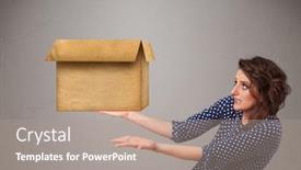  Presentation with empty - Audience pleasing slide set consisting of beautiful-young-woman-holding backdrop and a  colored foreground