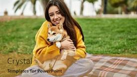  Presentation with dog park - Theme with beautiful-young-woman-hugging-happy background and a gold colored foreground