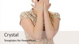  Presentation with cinema - Slides with beautiful young woman in 3d cinema glasses isolated on white background background and a soft green colored foreground