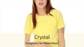  Presentation with cinema - Amazing presentation theme having beautiful young woman in 3d cinema glasses isolated on white background backdrop and a blonde colored foreground