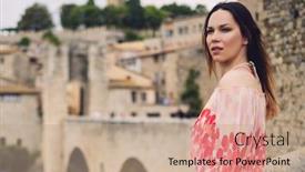 Presentation with beautiful young woman getting face - Slide deck having beautiful young woman in besalu spain background and a coral colored foreground
