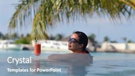  Presentation with swimming pool - Theme with beautiful young woman in bikini background and a  colored foreground