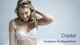  Presentation with beautiful black women smiling - Slide deck featuring beautiful young woman in bra background and a sky blue colored foreground