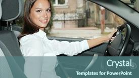  Presentation with car - Colorful slide deck enhanced with beautiful young woman in car backdrop and a ocean colored foreground