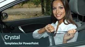  Presentation with car - PPT theme having beautiful young woman in car background and a  colored foreground