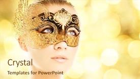  Presentation with hero mask woman - Slide set featuring beautiful young woman in carnival background and a  colored foreground