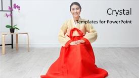  Presentation with korean - Slide deck enhanced with beautiful young woman in korean background and a white colored foreground