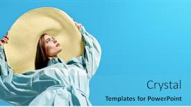  Presentation with elegant light blue - Cool new slide deck with beautiful-young-woman-in-light backdrop and a light blue colored foreground