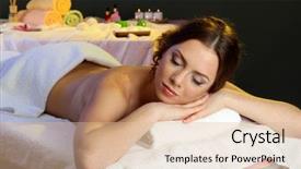  Presentation with spa salon - Cool new presentation theme with beautiful young woman in spa backdrop and a lemonade colored foreground