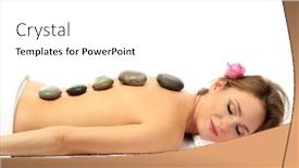 Presentation with spa salon - PPT theme enhanced with beautiful young woman in spa salon with spa stones isolated on white background and a white colored foreground