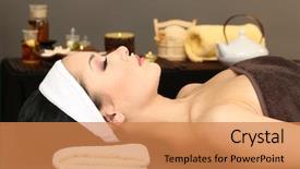  Presentation with salon and spa - Slide set consisting of beautiful young woman in spa background and a coral colored foreground