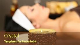  Presentation with spa salon - Slide set consisting of beautiful-young-woman-in-spa background and a tawny brown colored foreground