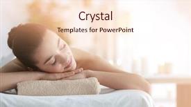  Presentation with spa salon - Presentation design with beautiful young woman in spa background and a lemonade colored foreground