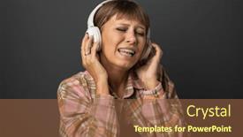  Presentation with bob hairstyle - PPT theme consisting of beautiful-young-woman-in-white and a tawny brown colored foreground