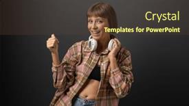  Presentation with dance music - Presentation featuring beautiful-young-woman-in-white background and a tawny brown colored foreground