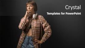  Presentation with dance music - Slide set consisting of beautiful-young-woman-in-white and a dark gray colored foreground