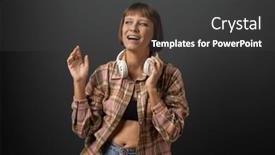  Presentation with dance music - Slide deck consisting of beautiful-young-woman-in-white and a dark gray colored foreground