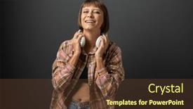  Presentation with bob hairstyle - Presentation design with beautiful-young-woman-in-white and a tawny brown colored foreground
