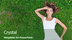  Presentation with white - Theme having beautiful young woman in white background and a forest green colored foreground