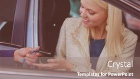  Presentation with dealership - Slide set enhanced with young woman is getting key background and a coral colored foreground