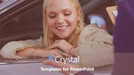  Presentation with dealership - Cool new slide deck with beautiful-young-woman-is-getting backdrop and a coral colored foreground
