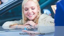  Presentation with dealership - Audience pleasing slide deck consisting of beautiful-young-woman-is-getting backdrop and a light blue colored foreground