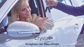  Presentation with dealership - Presentation theme featuring beautiful-young-woman-is-talking background and a light blue colored foreground