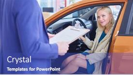  Presentation with dealership - Colorful PPT theme enhanced with beautiful-young-woman-is-talking backdrop and a ocean colored foreground