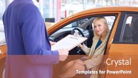  Presentation with dealership - Cool new presentation design with beautiful-young-woman-is-talking backdrop and a red colored foreground