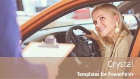  Presentation with dealership - Presentation design with beautiful-young-woman-is-talking background and a coral colored foreground