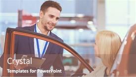  Presentation with dealership - Slide set having beautiful-young-woman-is-talking background and a coral colored foreground