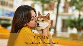  Presentation with dog park - Presentation theme having beautiful-young-woman-kissing background and a gold colored foreground