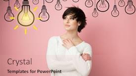  Presentation with problem solution - Colorful presentation theme enhanced with beautiful-young-woman-looking backdrop and a coral colored foreground