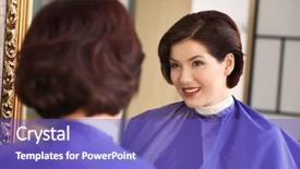  Presentation with mirror - Amazing slide deck having beautiful young woman looking at mirror in salon backdrop and a violet colored foreground