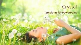  Presentation with free nature - Theme consisting of beautiful young woman lying background and a cream colored foreground