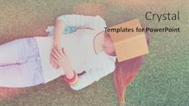  Presentation with beautiful green - PPT theme with beautiful-young-woman-lying background and a  colored foreground