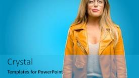  Presentation with funny - Slides with beautiful-young-woman-making-funny and a  colored foreground