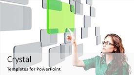  Presentation with decision making - Slide deck consisting of beautiful young woman making background and a white colored foreground