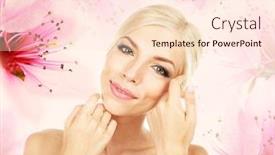  Presentation with cherry blossom - Colorful PPT theme enhanced with beautiful young woman on cherry blossom background backdrop and a lemonade colored foreground