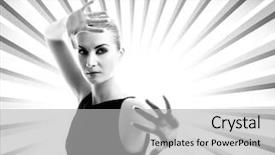  Presentation with abstract - PPT theme consisting of beautiful young woman over abstract background and a  colored foreground