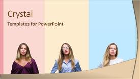  Presentation with collage - Amazing PPT theme having beautiful young woman over colorful backdrop and a  colored foreground